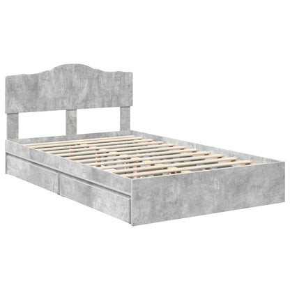 Letto con Contenitore con testiera Grigio cemento 135 x 190 cm | homemem39