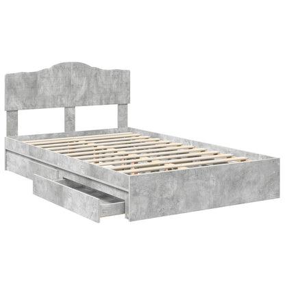 Letto con Contenitore con testiera Grigio cemento 135 x 190 cm | homemem39