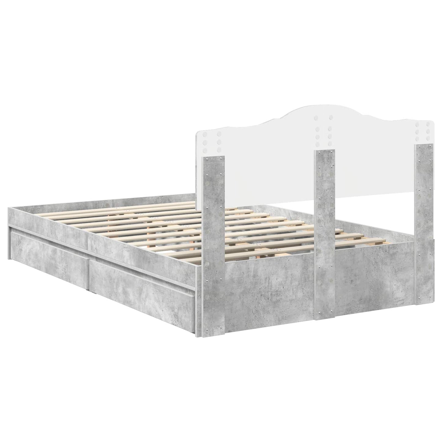 Letto con Contenitore con testiera Grigio cemento 135 x 190 cm | homemem39