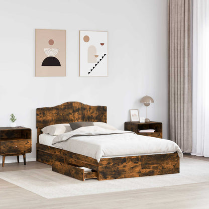 Letto con Contenitore con testiera Rovere fumé 135 x 190 cm | homemem39