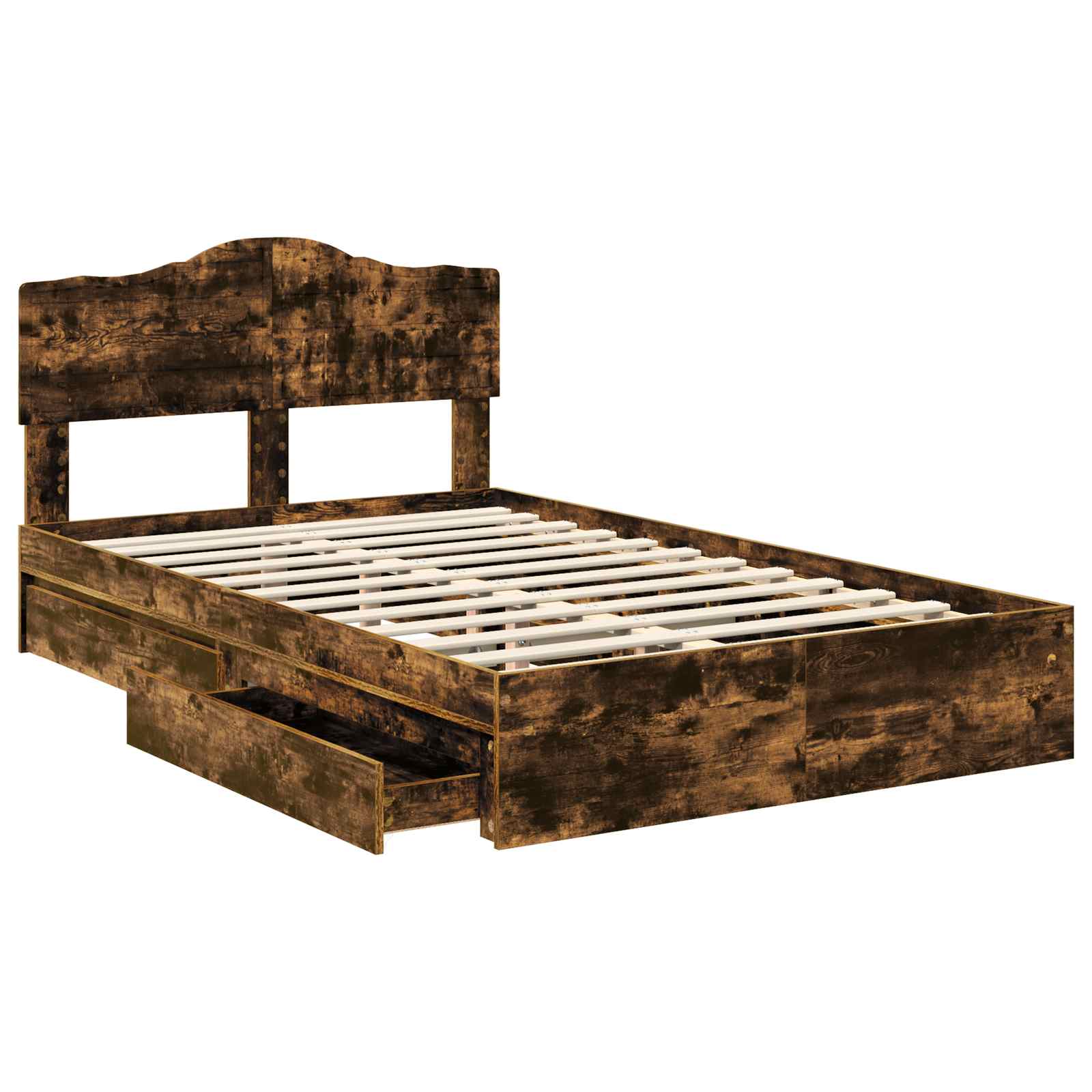 Letto con Contenitore con testiera Rovere fumé 135 x 190 cm | homemem39
