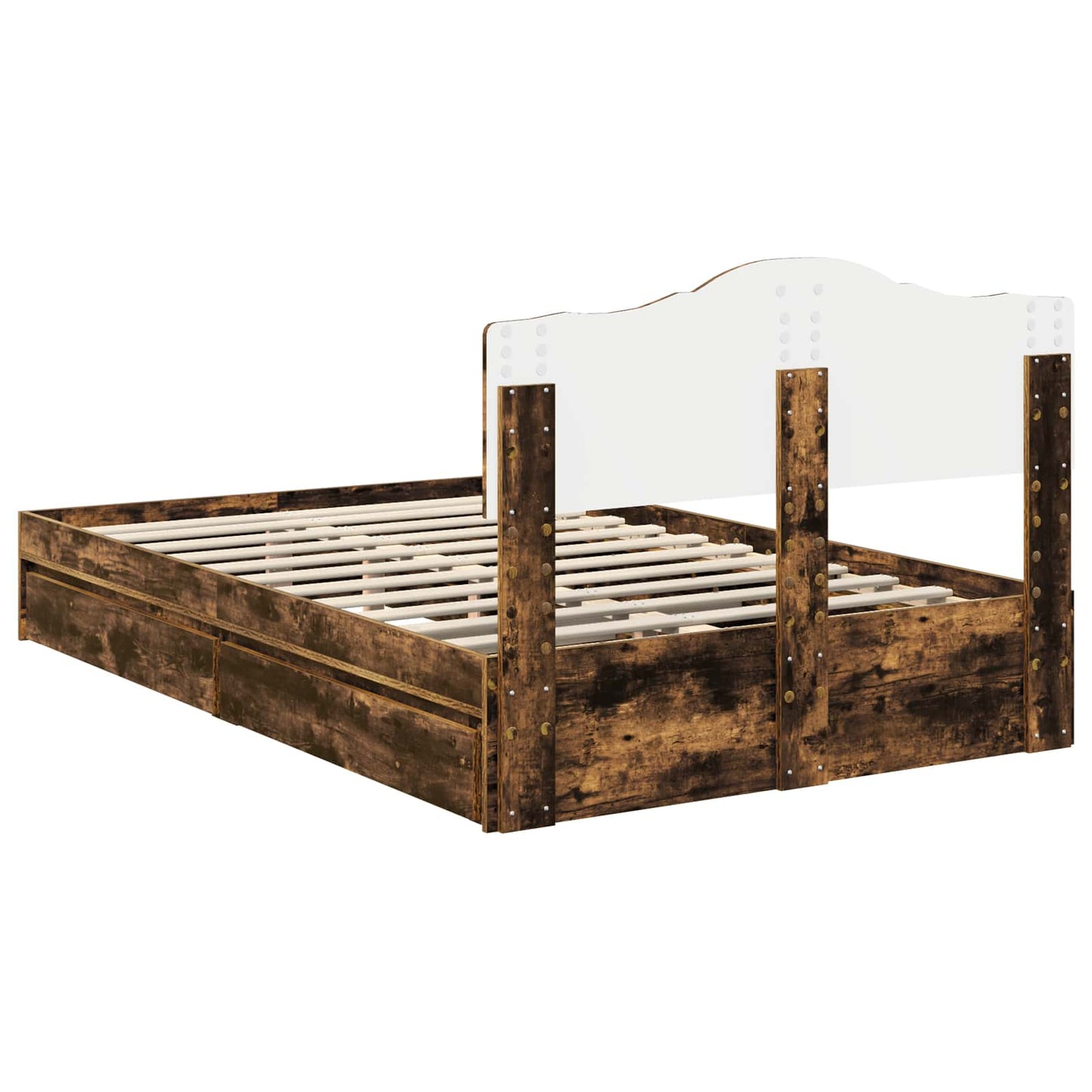 Letto con Contenitore con testiera Rovere fumé 135 x 190 cm | homemem39