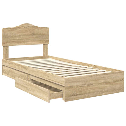 Letto con Contenitore con testiera Rovere Sonoma 100 x 200 cm | homemem39