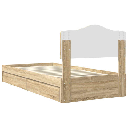 Letto con Contenitore con testiera Rovere Sonoma 100 x 200 cm | homemem39