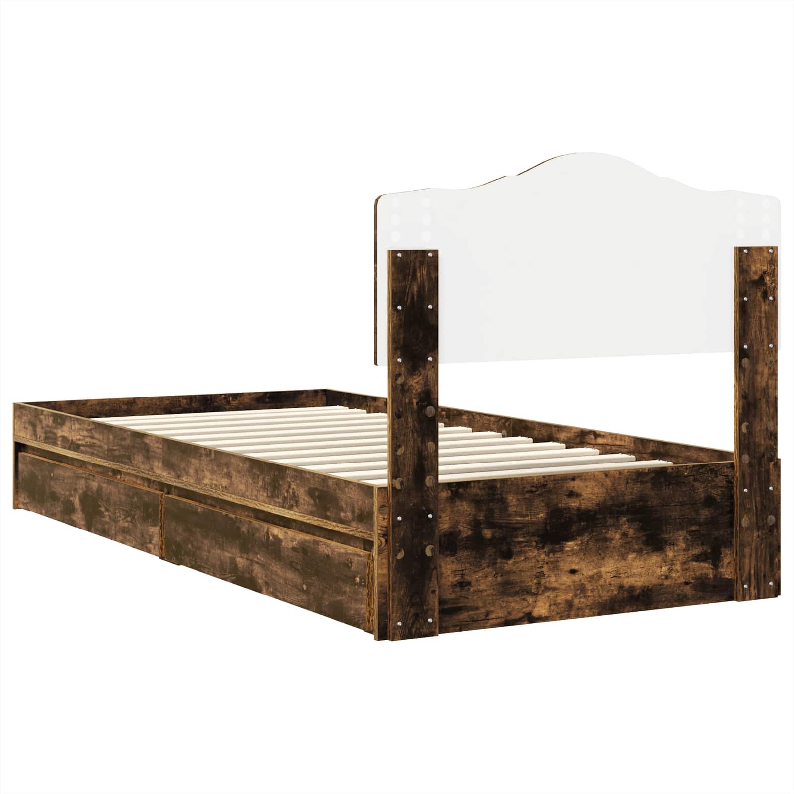 Letto con Contenitore con testiera Rovere fumé 100 x 200 cm | homemem39