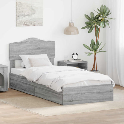 Letto con Contenitore con testiera Grigio Sonoma 100 x 200 cm | homemem39