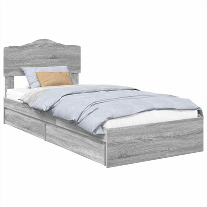 Letto con Contenitore con testiera Grigio Sonoma 100 x 200 cm | homemem39