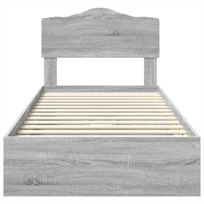Letto con Contenitore con testiera Grigio Sonoma 100 x 200 cm | homemem39