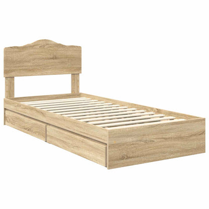 Letto con Contenitore con testiera Rovere Sonoma 90 x 200 cm | homemem39
