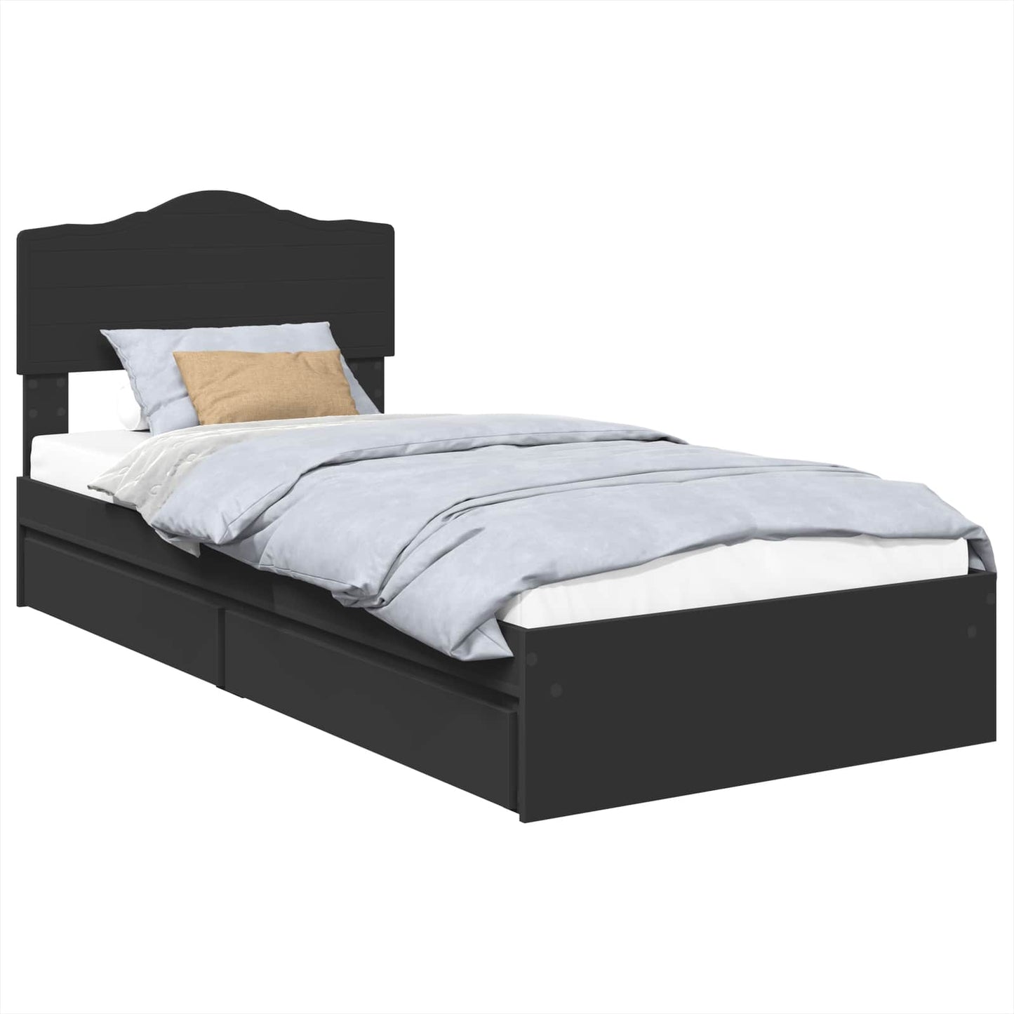 Letto con Contenitore Nero 90 x 190 cm Legno multistrato | homemem39