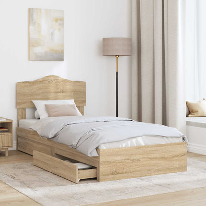 Letto con Contenitore con testiera Rovere Sonoma 90 x 190 cm | homemem39