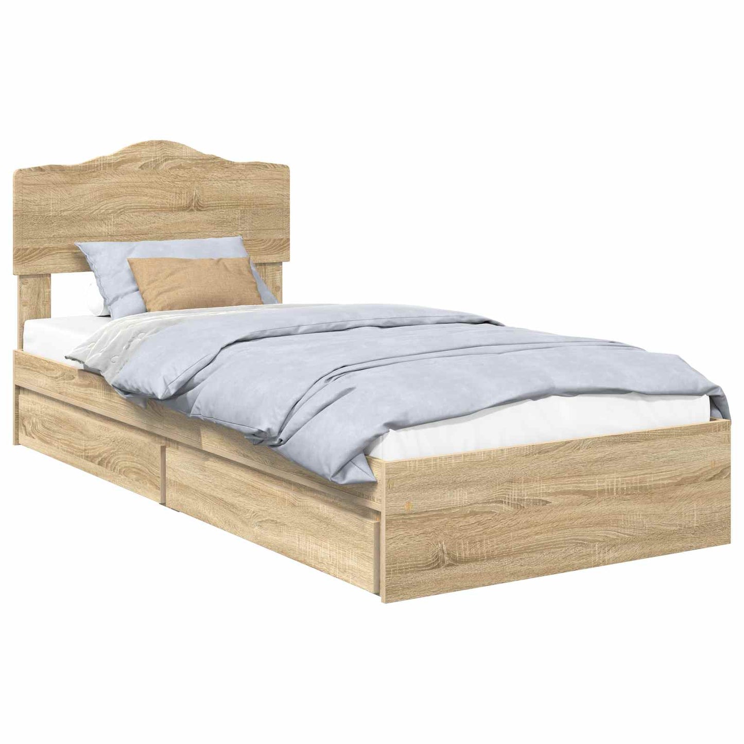 Letto con Contenitore con testiera Rovere Sonoma 90 x 190 cm | homemem39