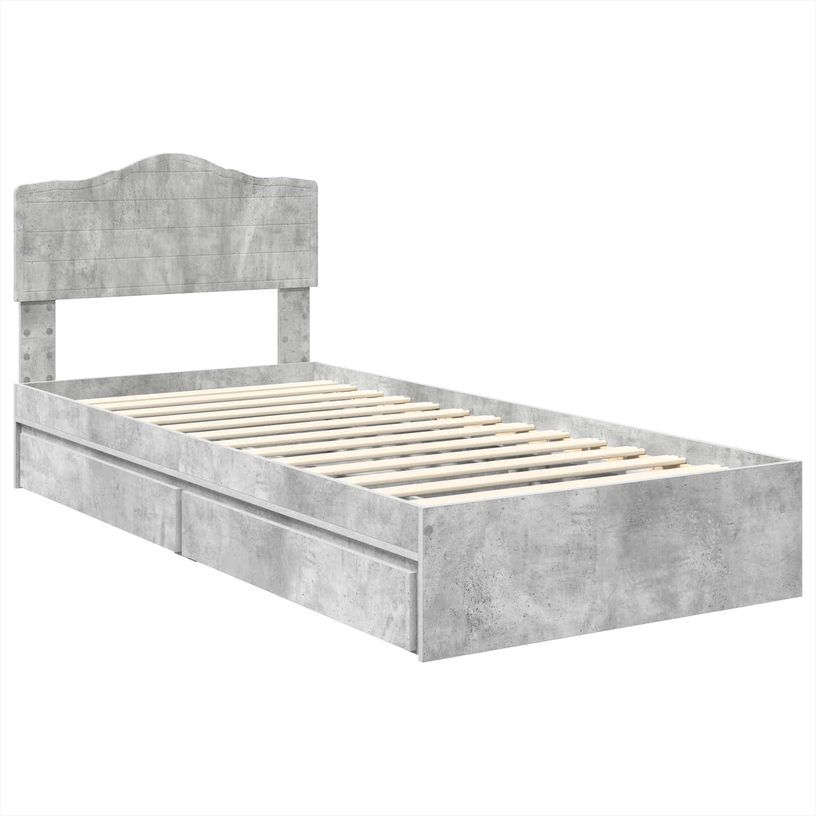 Letto con Contenitore con testiera Grigio cemento 90 x 190 cm | homemem39