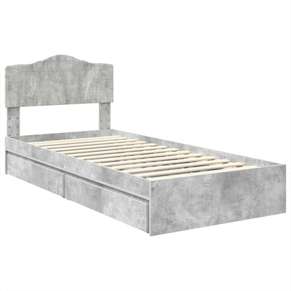 Letto con Contenitore con testiera Grigio cemento 90 x 190 cm | homemem39