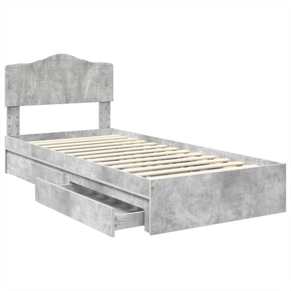 Letto con Contenitore con testiera Grigio cemento 90 x 190 cm | homemem39