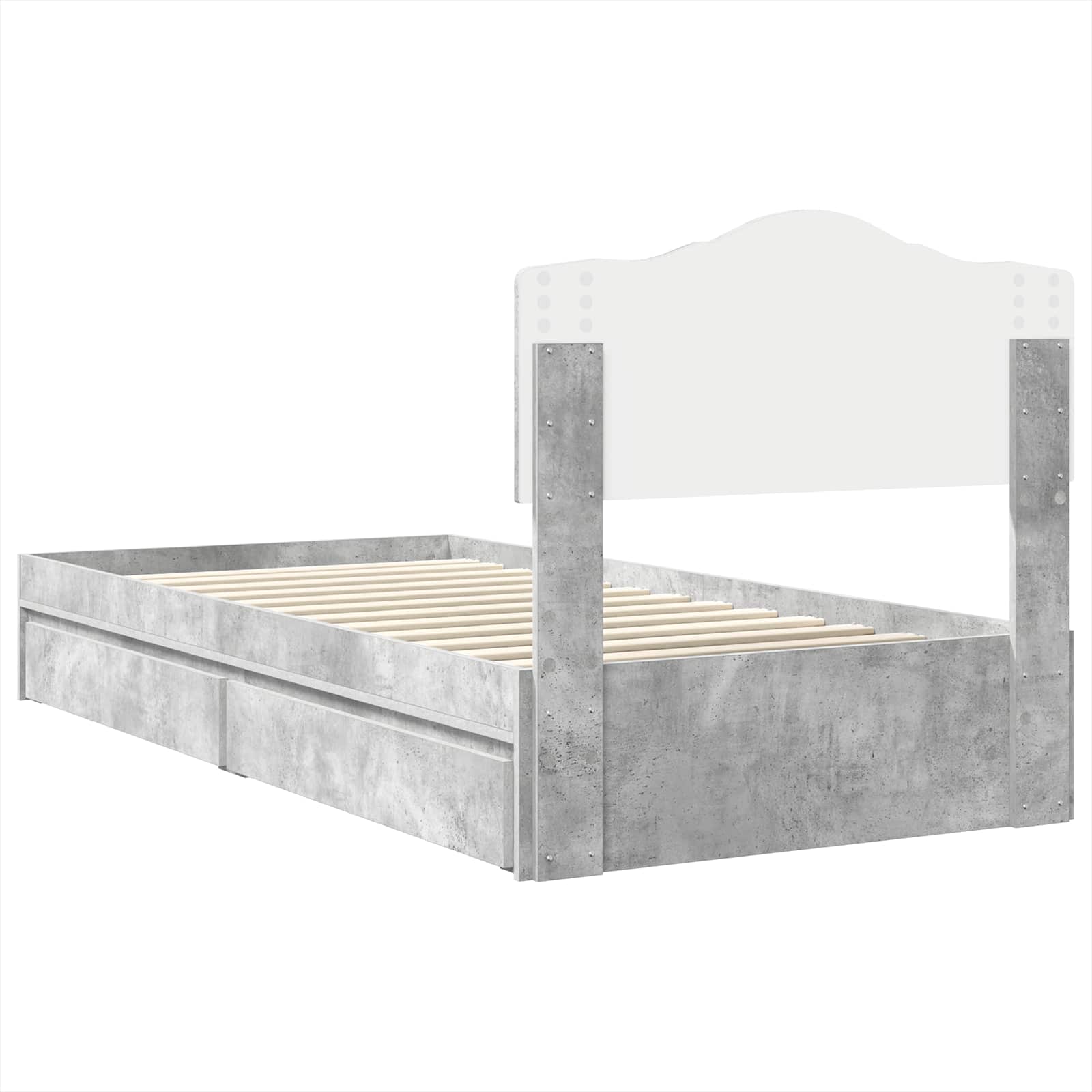 Letto con Contenitore con testiera Grigio cemento 90 x 190 cm | homemem39