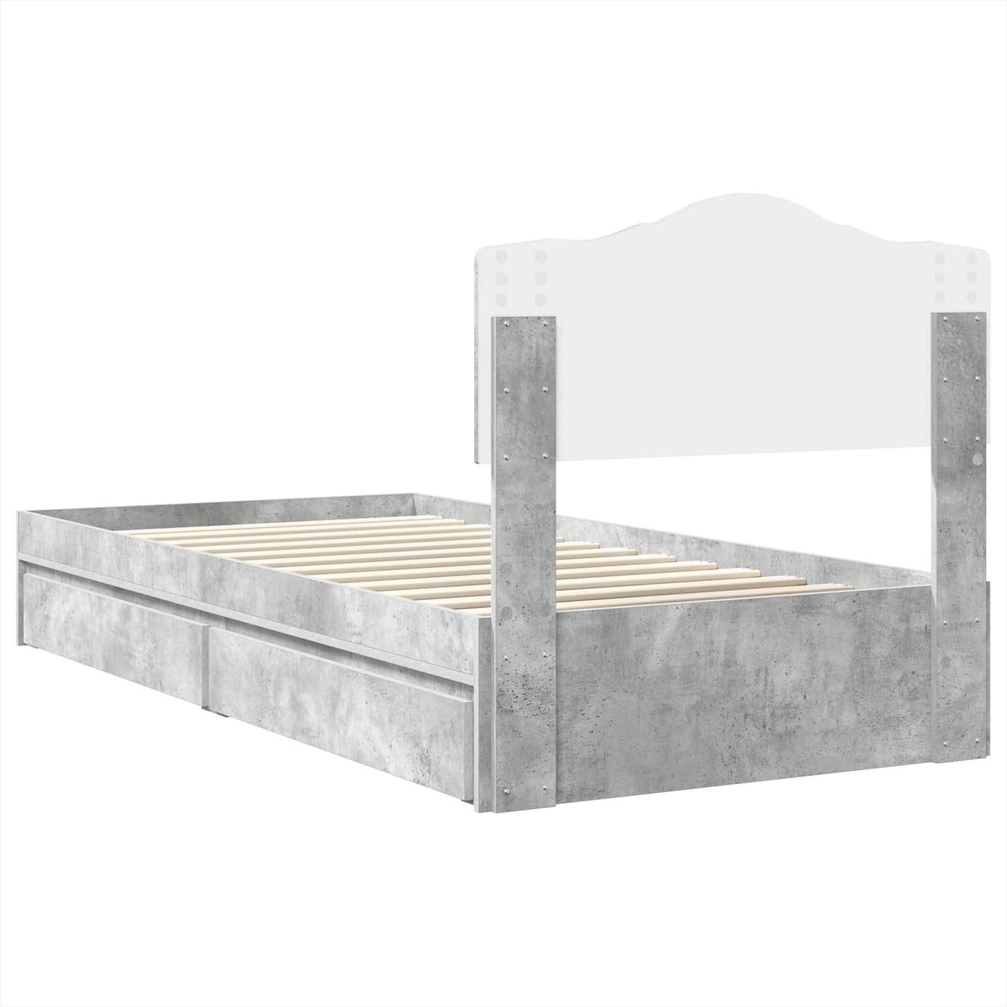 Letto con Contenitore con testiera Grigio cemento 90 x 190 cm | homemem39