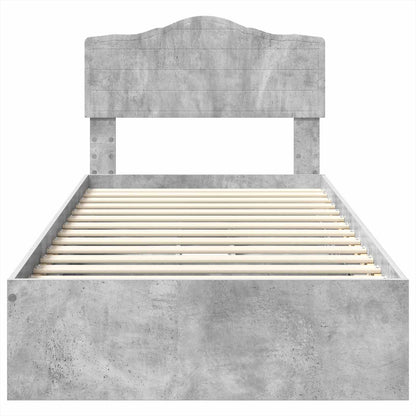 Letto con Contenitore con testiera Grigio cemento 90 x 190 cm | homemem39