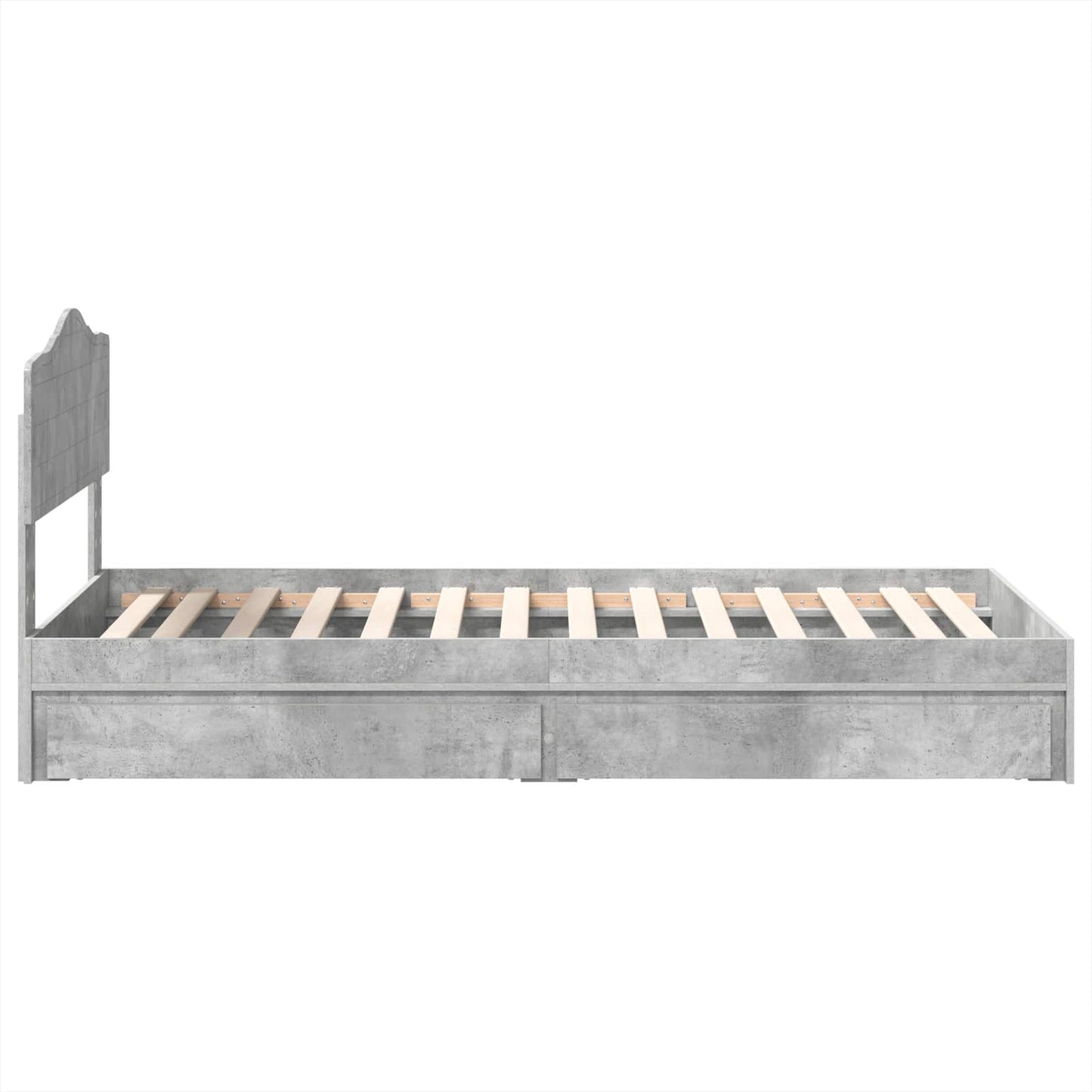 Letto con Contenitore con testiera Grigio cemento 90 x 190 cm | homemem39
