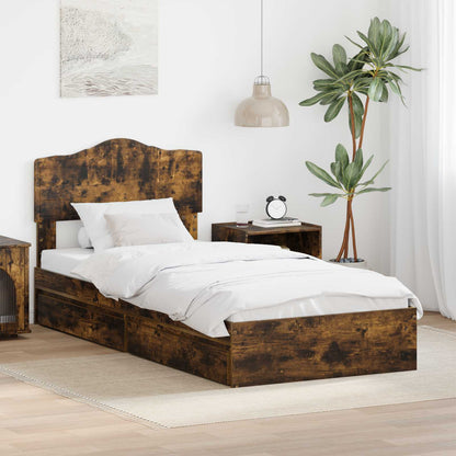 Letto con Contenitore Rovere fumé 90 x 190 cm Legno multistrato | homemem39