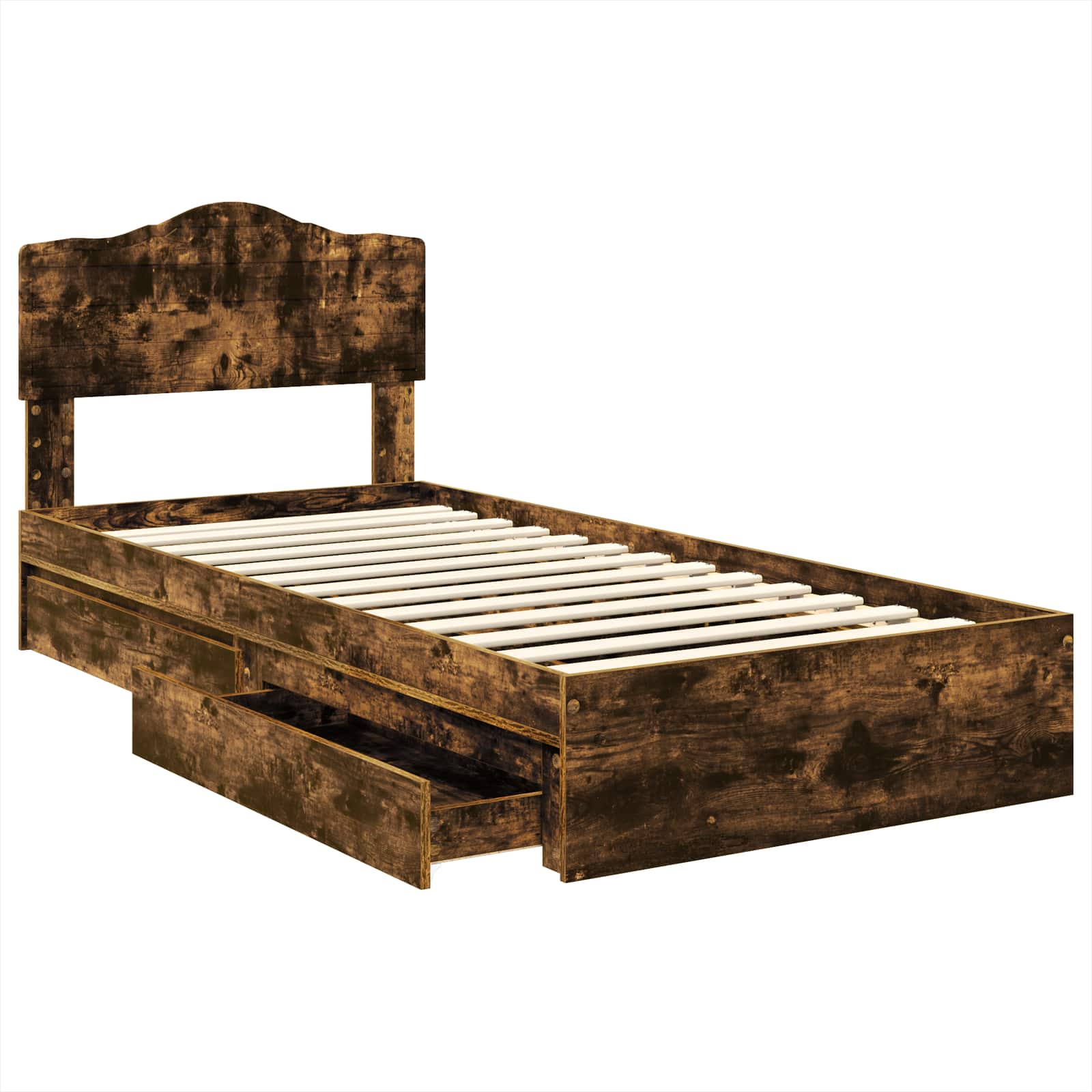 Letto con Contenitore Rovere fumé 90 x 190 cm Legno multistrato | homemem39