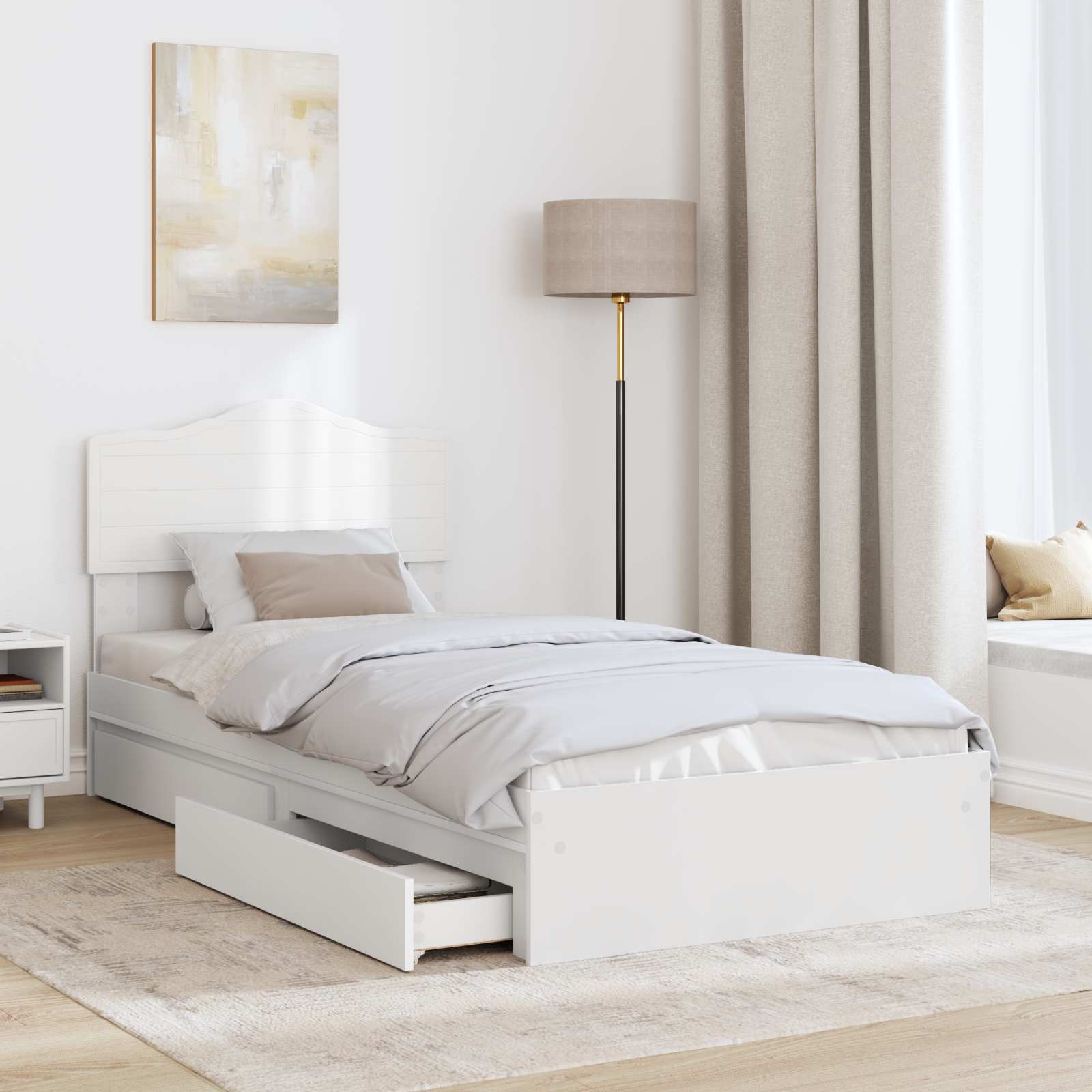 Letto con Contenitore Bianco 70 x 190 cm Legno multistrato | homemem39