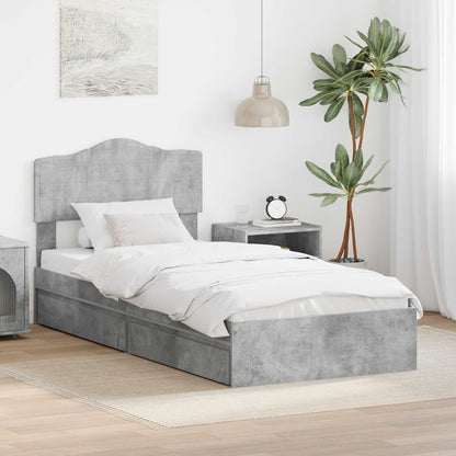 Letto con Contenitore con testiera Grigio cemento 70 x 190 cm | homemem39