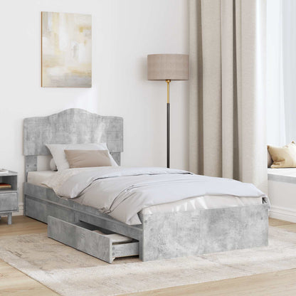 Letto con Contenitore con testiera Grigio cemento 70 x 190 cm | homemem39