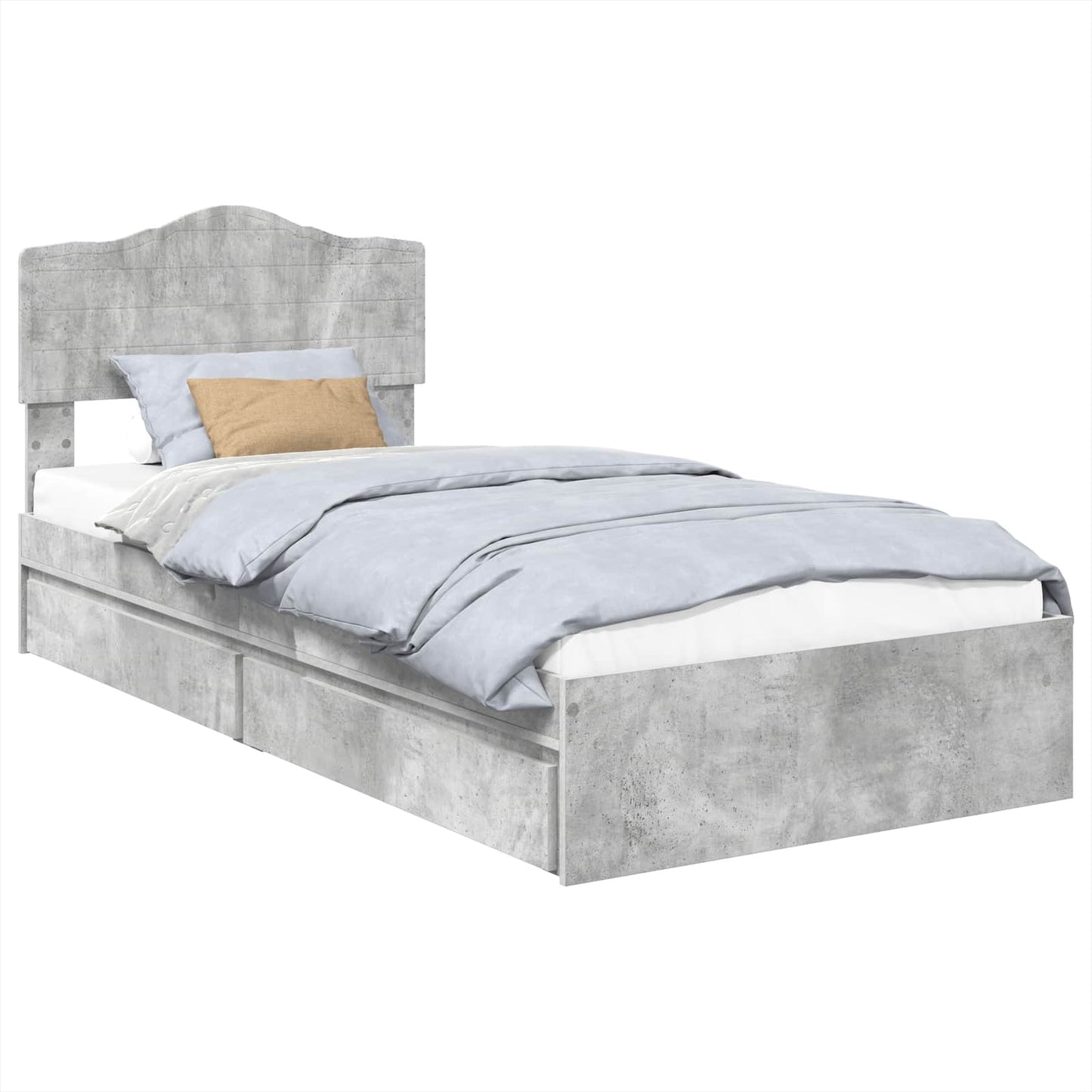 Letto con Contenitore con testiera Grigio cemento 70 x 190 cm | homemem39