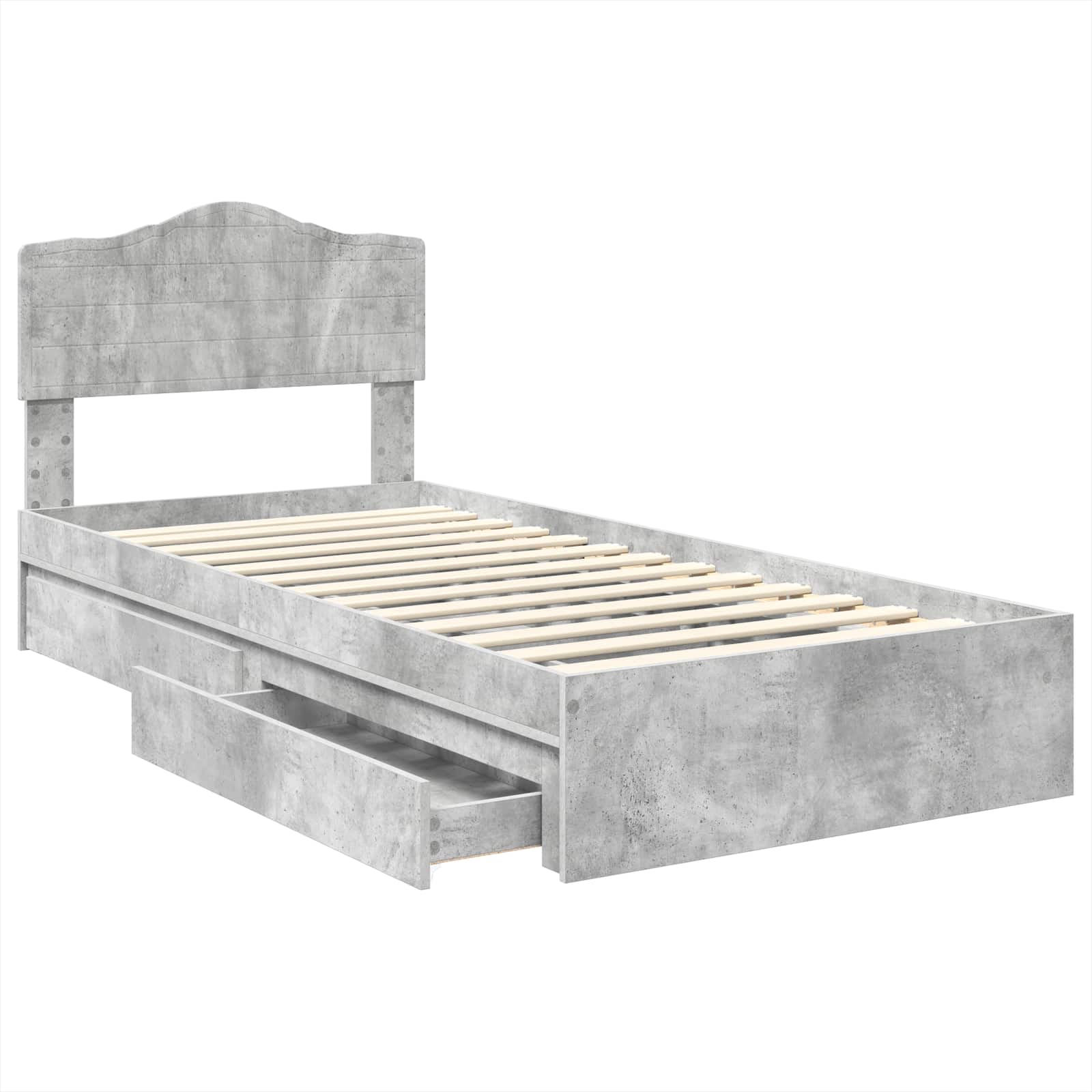 Letto con Contenitore con testiera Grigio cemento 70 x 190 cm | homemem39