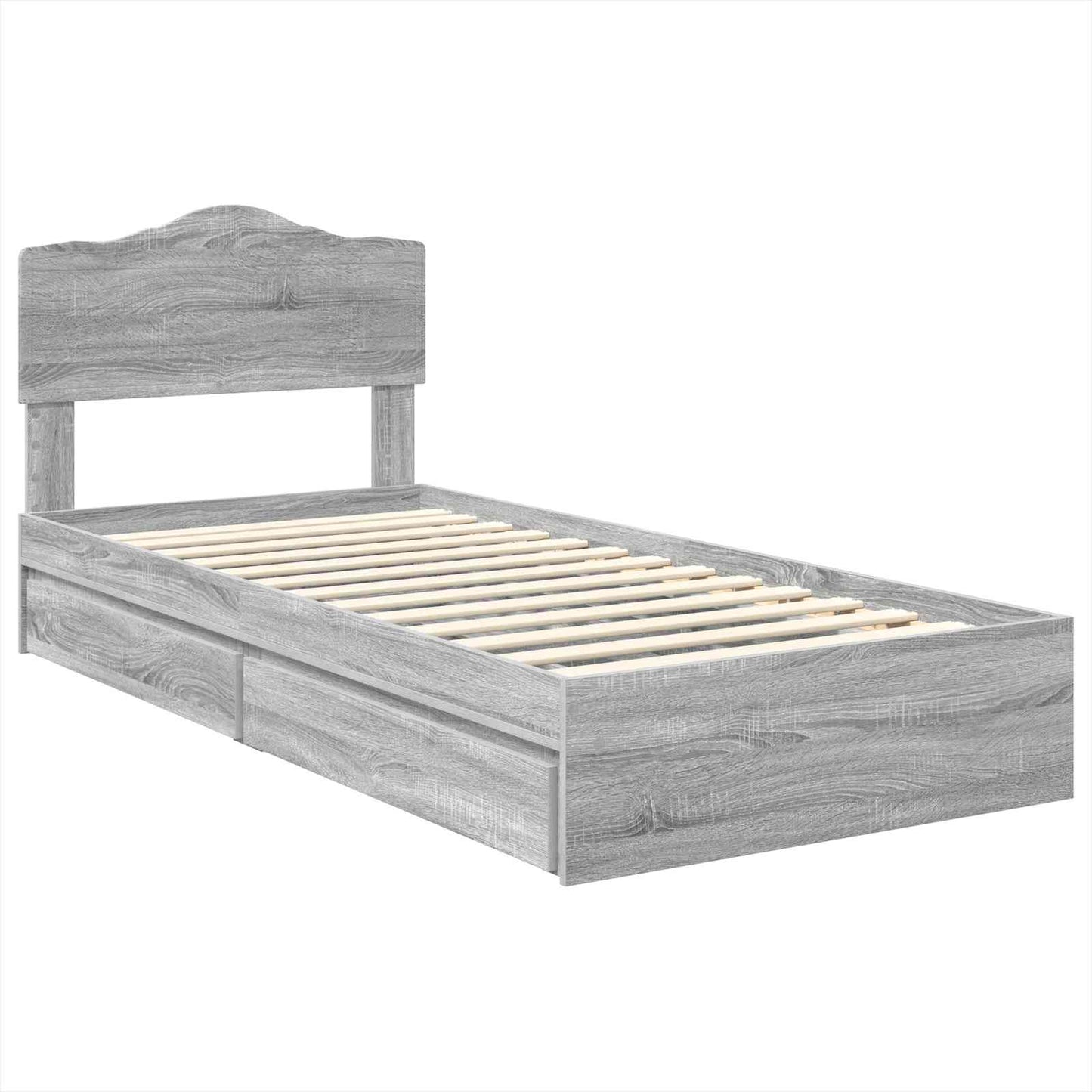 Letto con Contenitore con testiera Grigio Sonoma 70 x 190 cm | homemem39