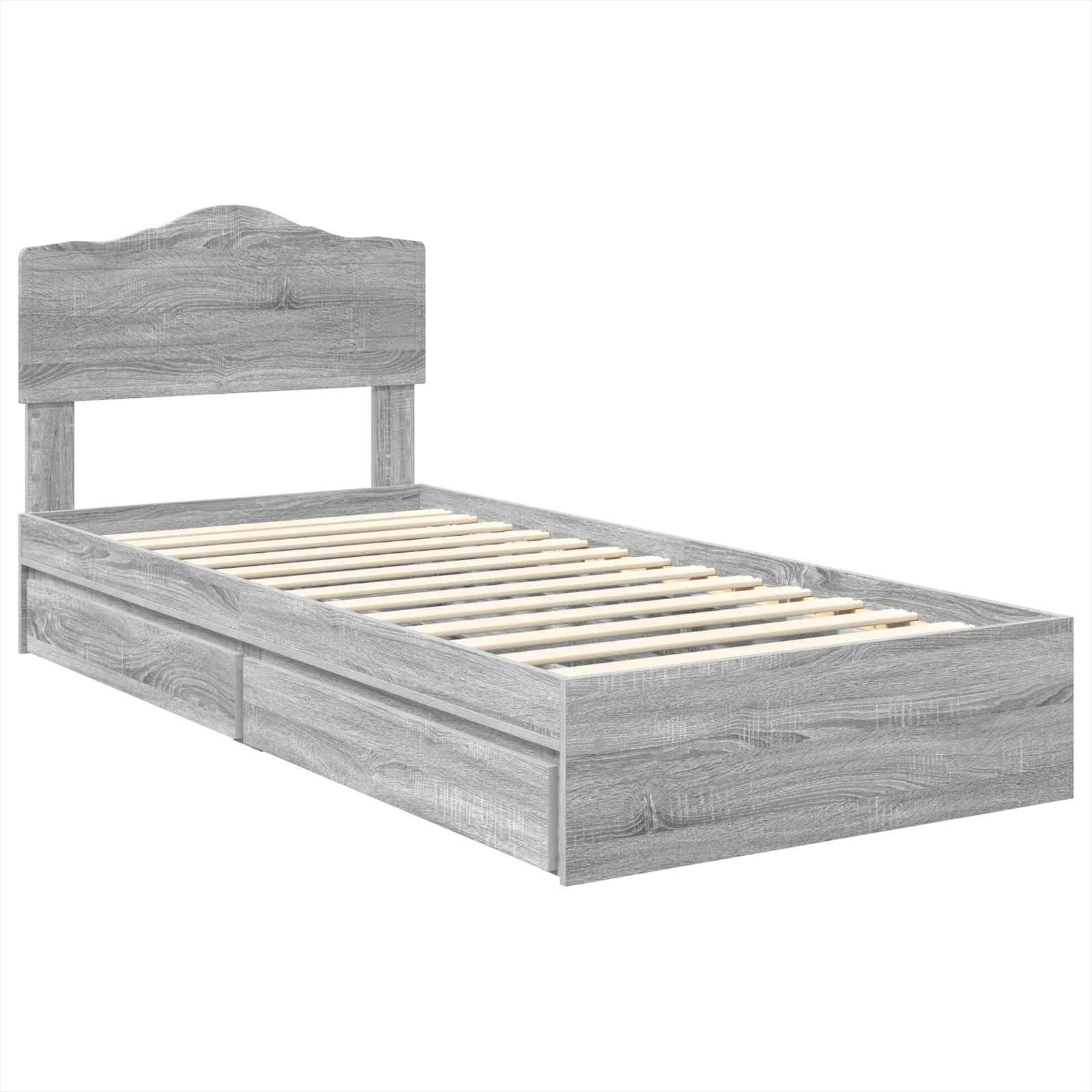Letto con Contenitore con testiera Grigio Sonoma 70 x 190 cm | homemem39