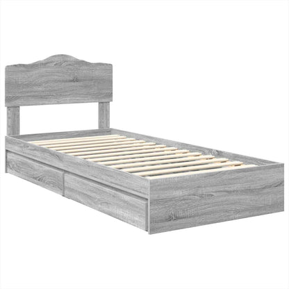 Letto con Contenitore con testiera Grigio Sonoma 70 x 190 cm | homemem39