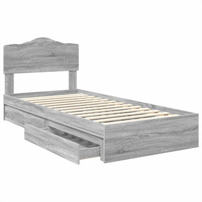 Letto con Contenitore con testiera Grigio Sonoma 70 x 190 cm | homemem39