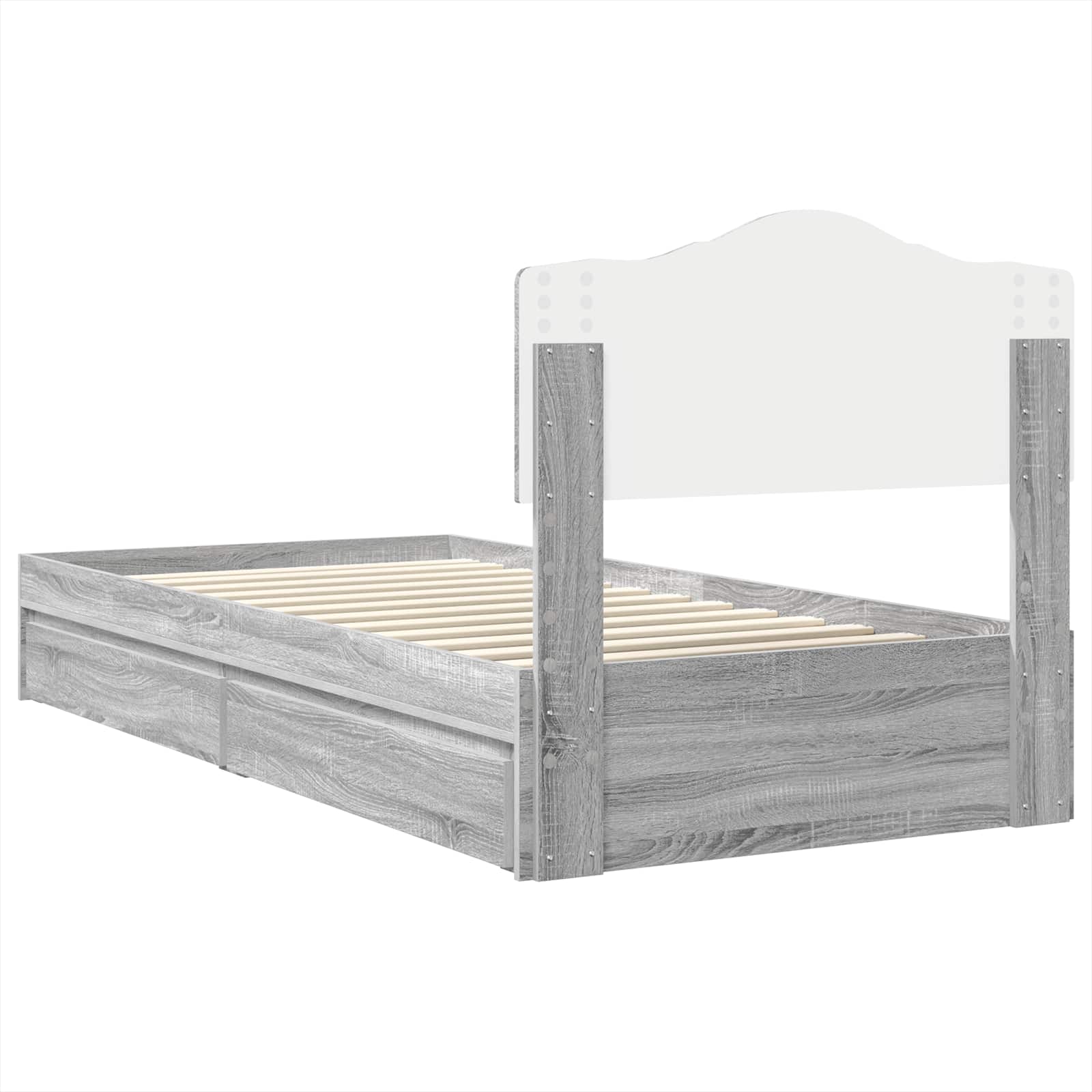 Letto con Contenitore con testiera Grigio Sonoma 70 x 190 cm | homemem39