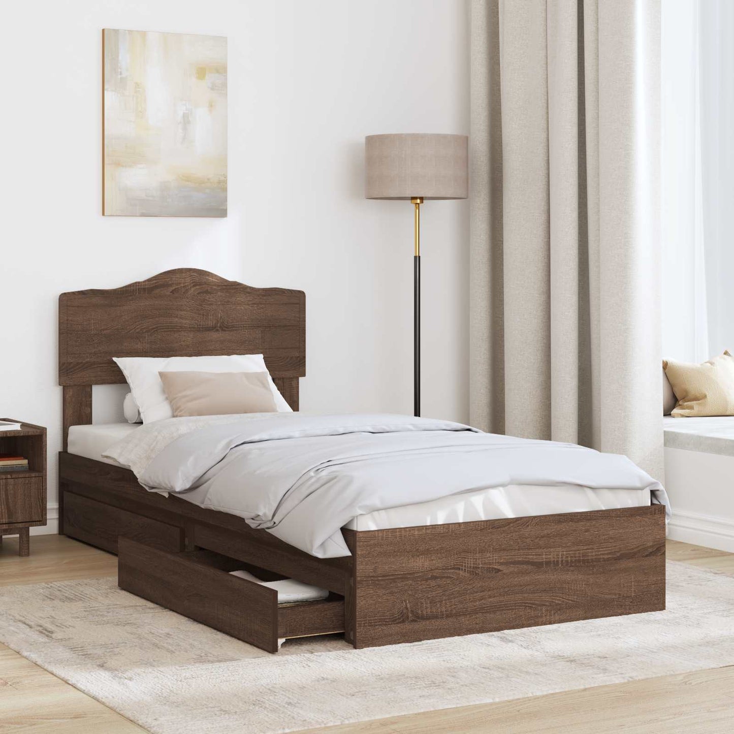 Letto con Contenitore con testiera Rovere Marrone 70 x 190 cm | homemem39
