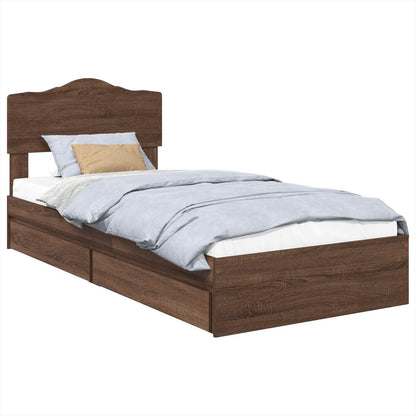 Letto con Contenitore con testiera Rovere Marrone 70 x 190 cm | homemem39
