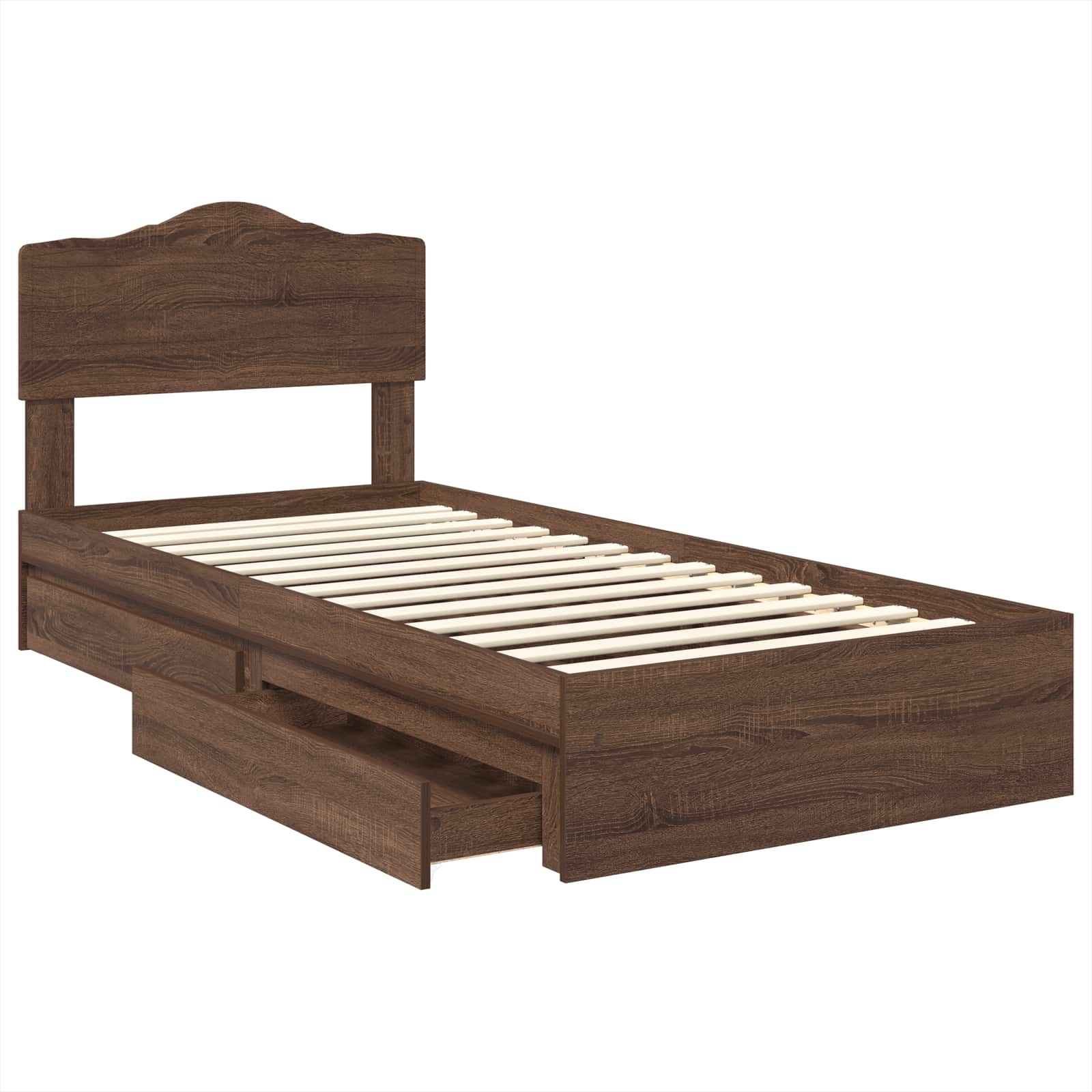 Letto con Contenitore con testiera Rovere Marrone 70 x 190 cm | homemem39
