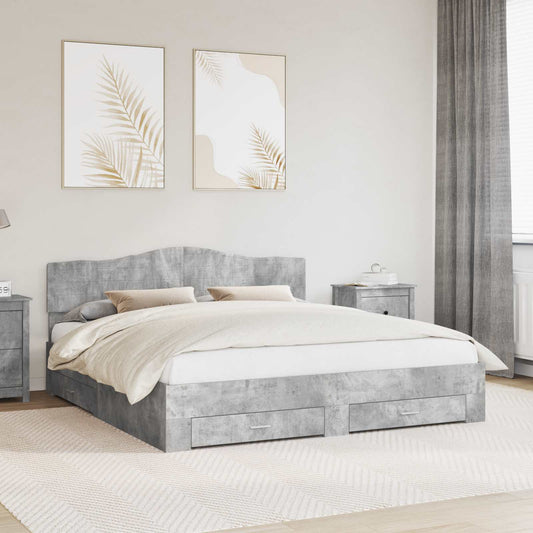 Struttura del letto con testiera Grigio cemento 200 x 200 cm | homemem39