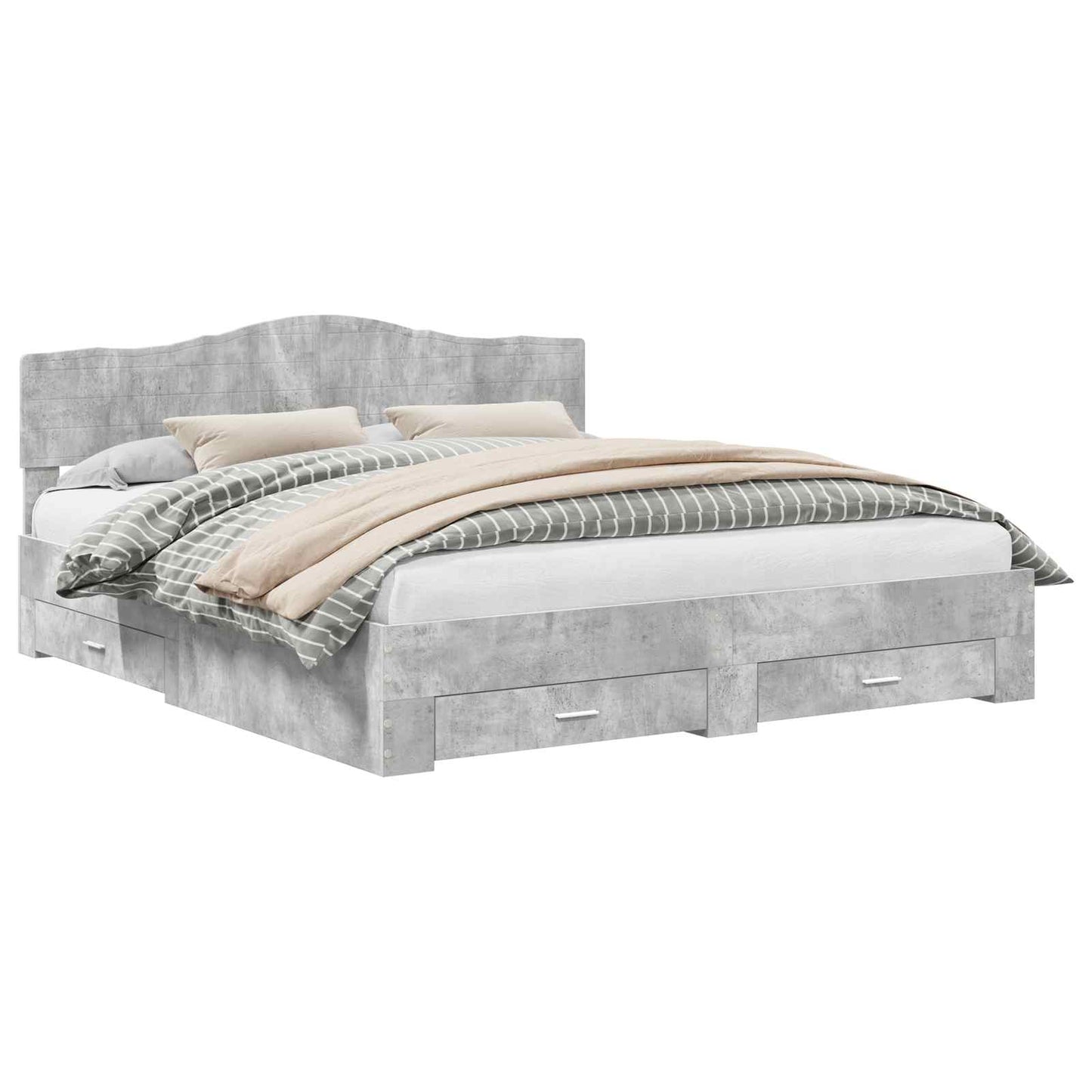 Struttura del letto con testiera Grigio cemento 200 x 200 cm | homemem39
