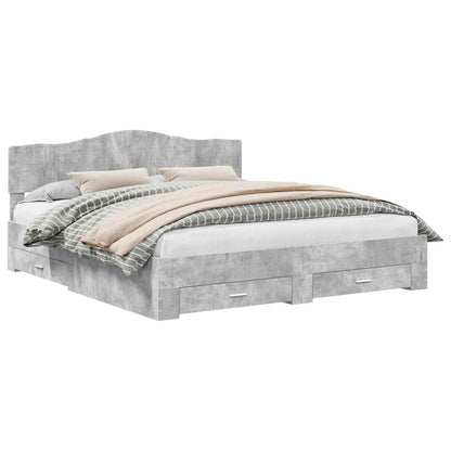 Struttura del letto con testiera Grigio cemento 200 x 200 cm | homemem39