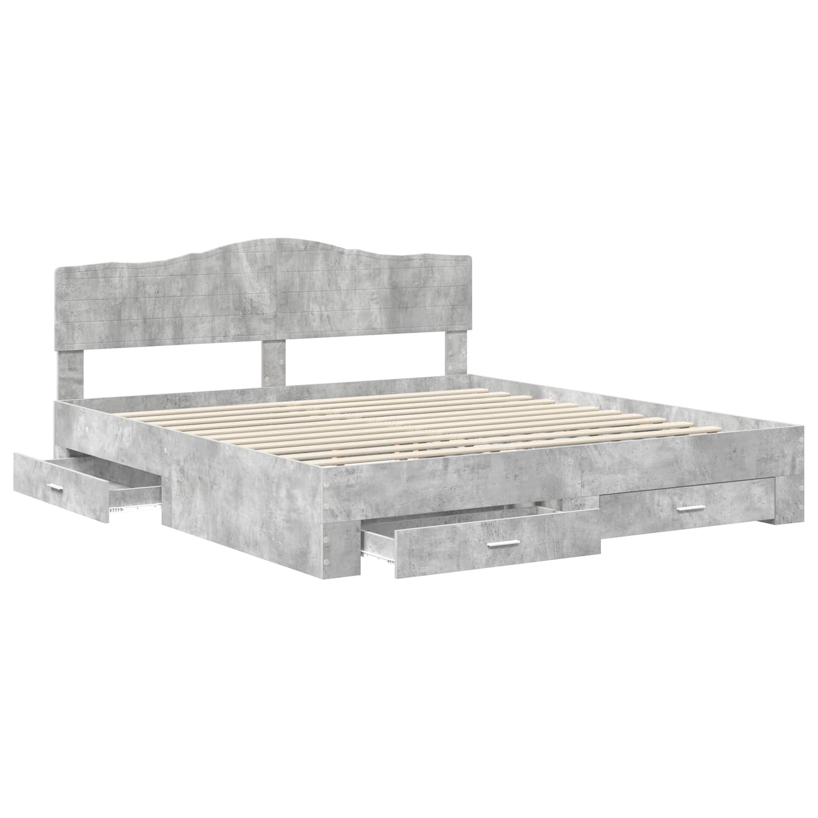 Struttura del letto con testiera Grigio cemento 200 x 200 cm | homemem39