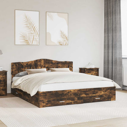 Struttura del letto Rovere fumé 200 x 200 cm Legno multistrato | homemem39