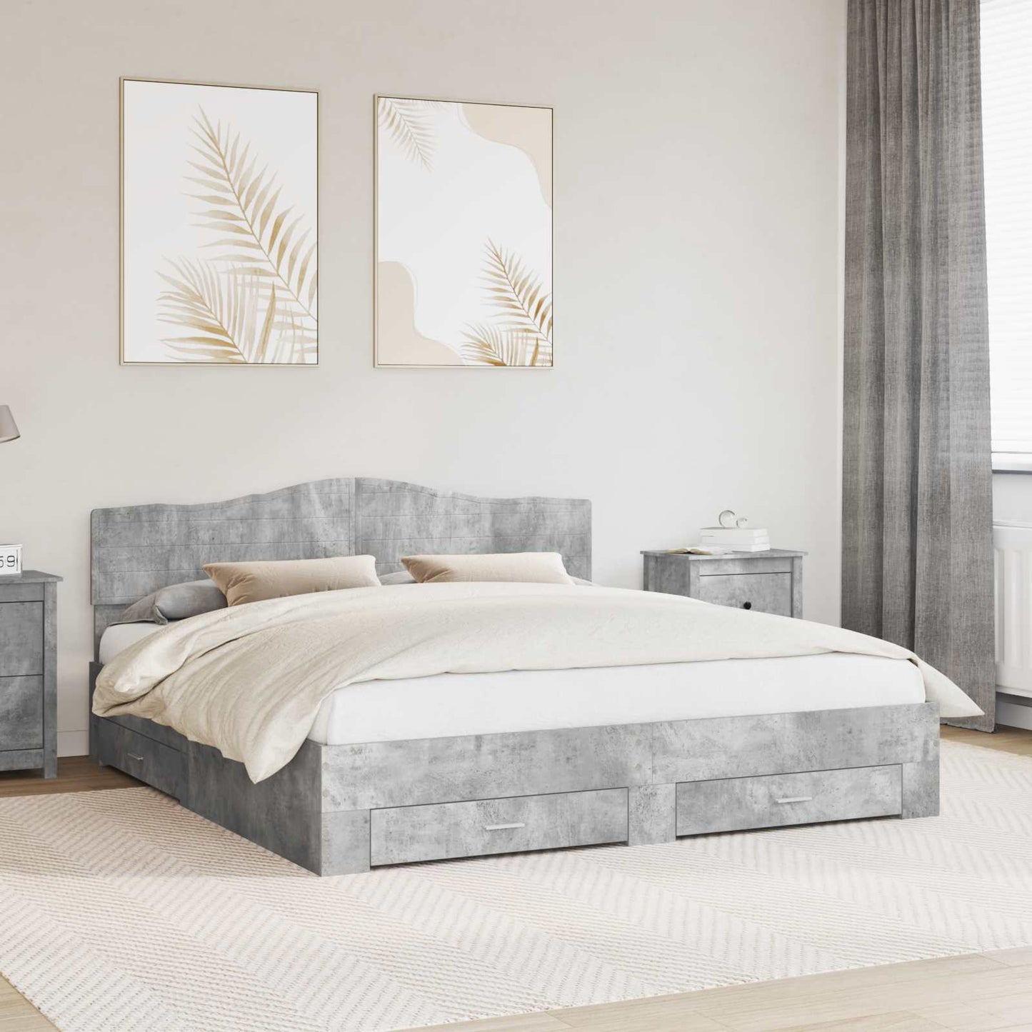 Struttura del letto con testiera Grigio cemento 180 x 200 cm | homemem39