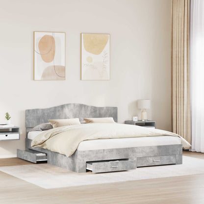 Struttura del letto con testiera Grigio cemento 180 x 200 cm | homemem39