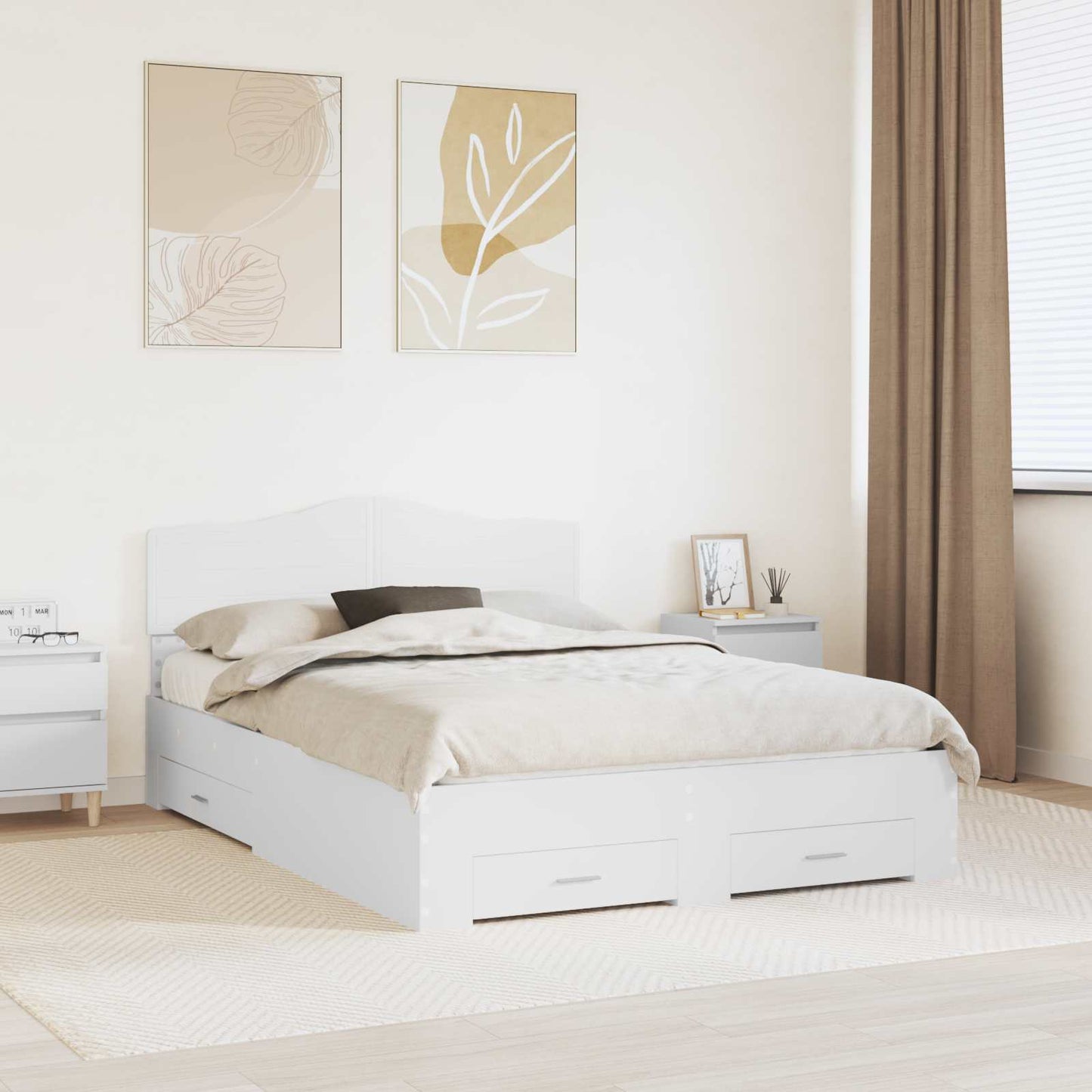 Struttura del letto Bianco 160 x 200 cm Legno multistrato | homemem39