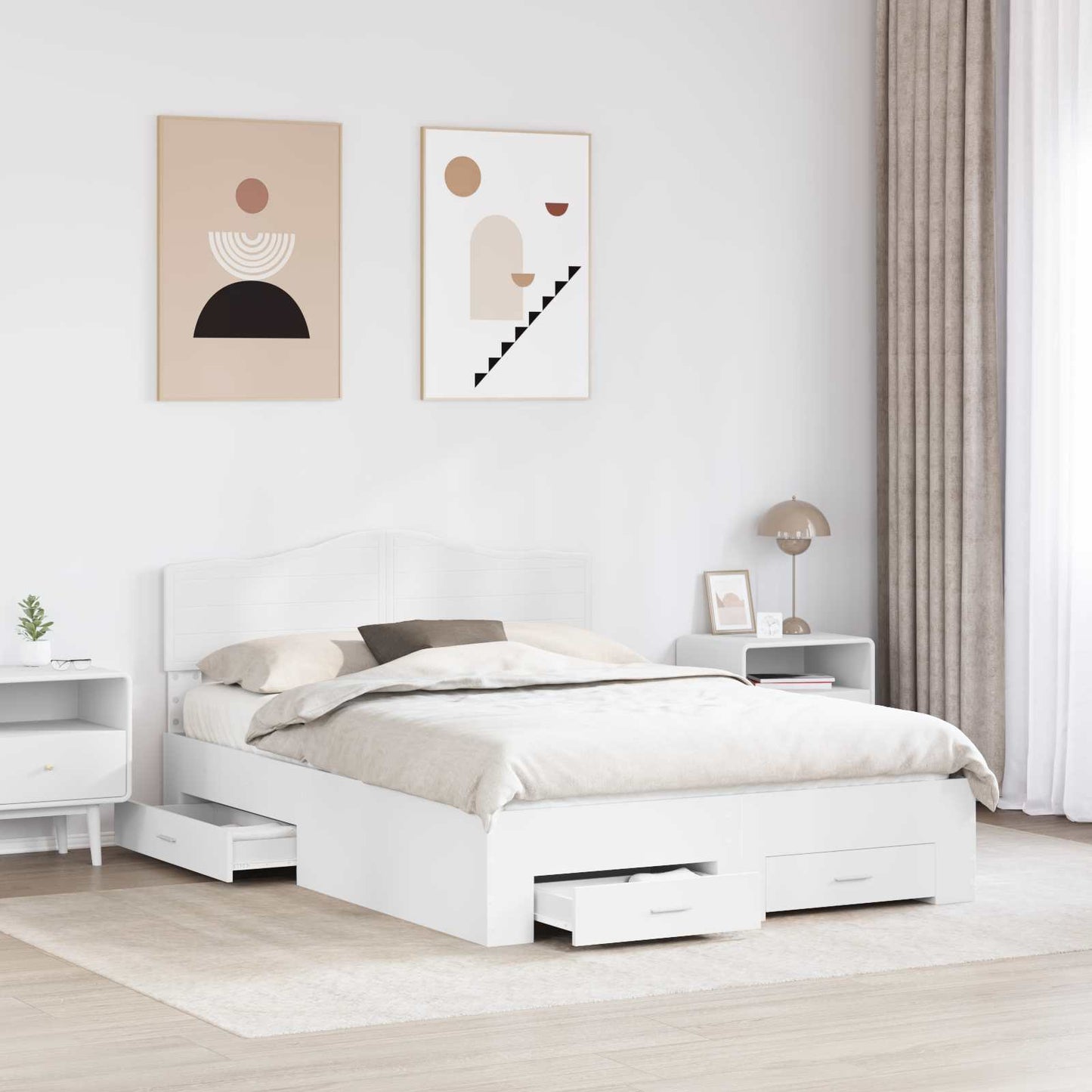 Struttura del letto Bianco 160 x 200 cm Legno multistrato | homemem39