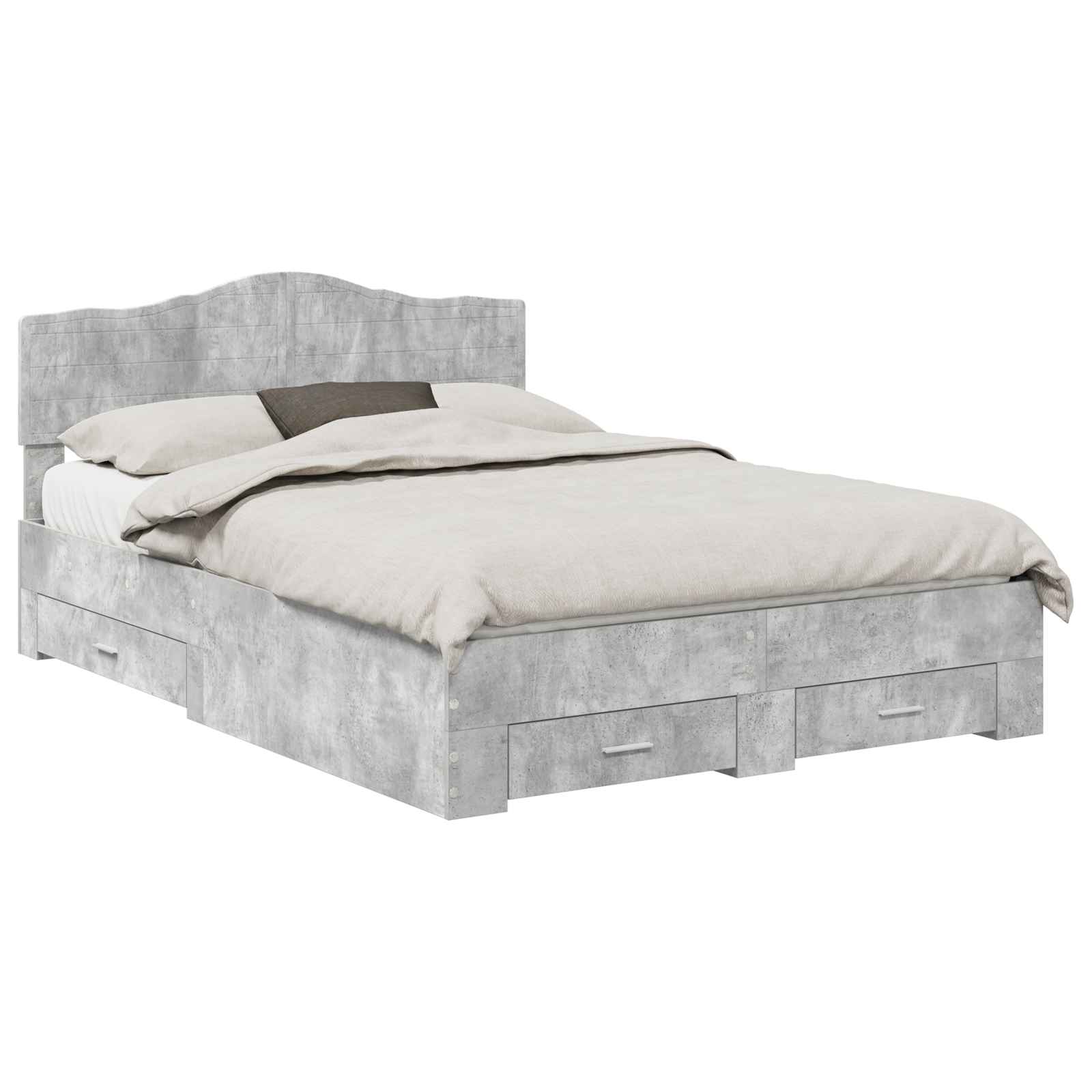 Struttura del letto con testiera Grigio cemento 160 x 200 cm | homemem39