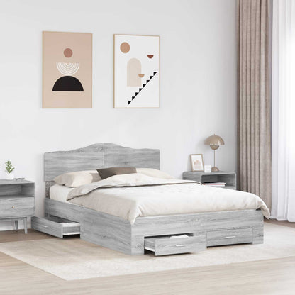 Struttura del letto con testiera Grigio Sonoma 160 x 200 cm | homemem39