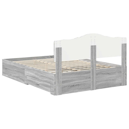 Struttura del letto con testiera Grigio Sonoma 160 x 200 cm | homemem39